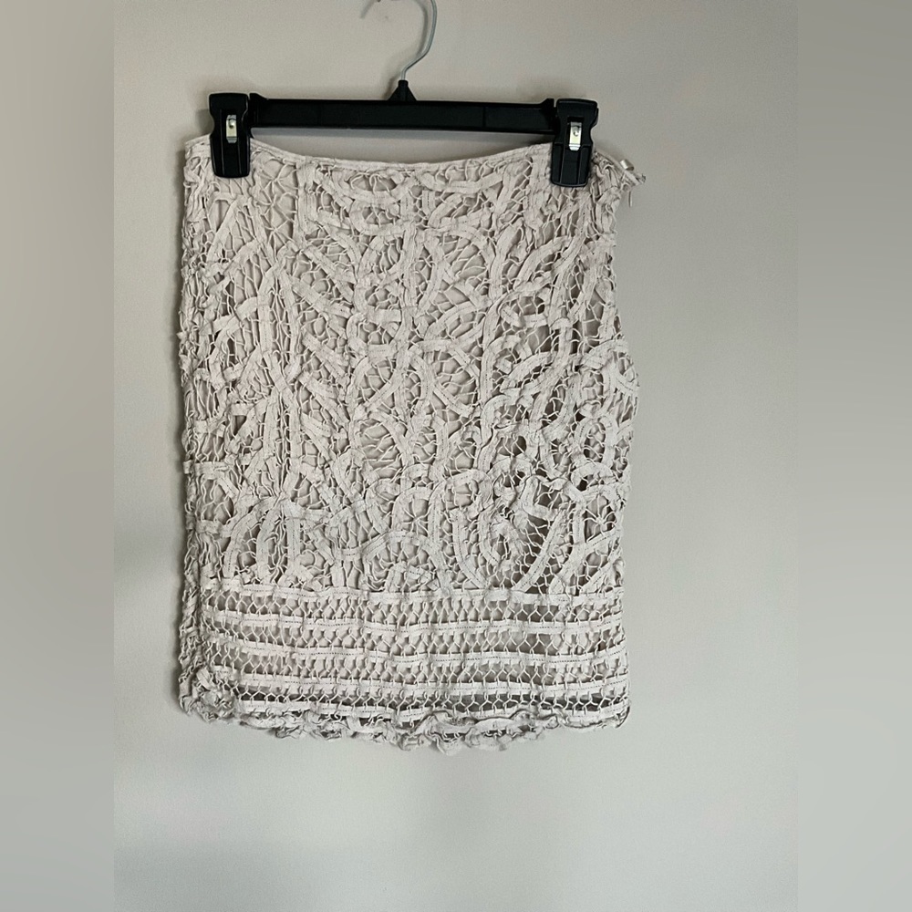 INC international Concepts Cream crochet overlay cotton Skirt size 4